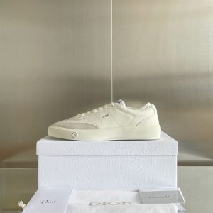 Dior B101 Cream Smooth Calfskin and Greige Nubuck Sneaker - DR057