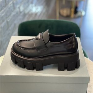 Prada Monolith Brushed Leather Loafers - PLD003