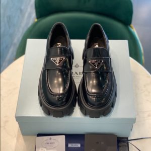 Prada Monolith Brushed Leather Loafers - PLD003