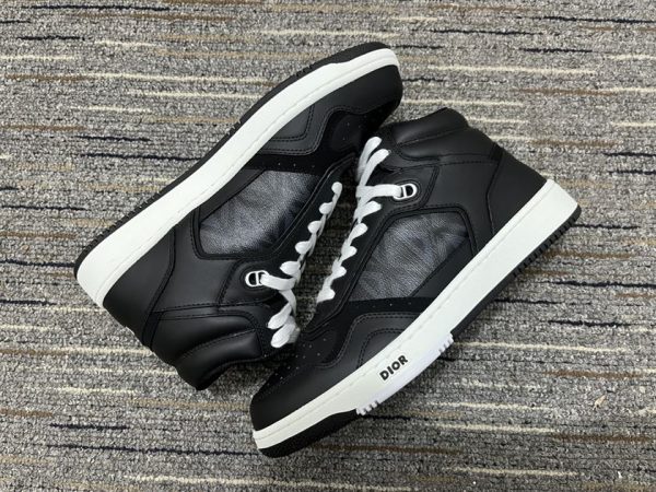 Dior Black Smooth Calfskin and CD Diamond Canvas Sneaker - DR064