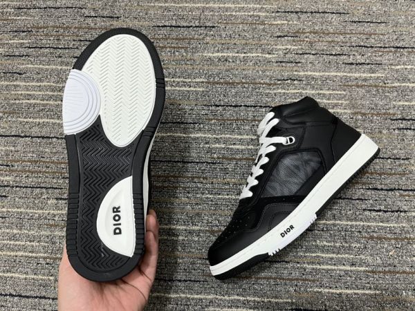 Dior Black Smooth Calfskin and CD Diamond Canvas Sneaker - DR064