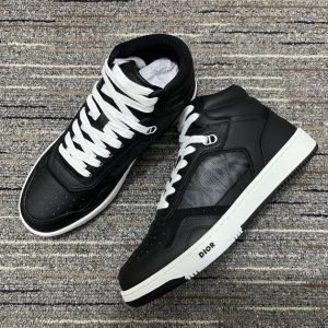 Dior Black Smooth Calfskin and CD Diamond Canvas Sneaker - DR064