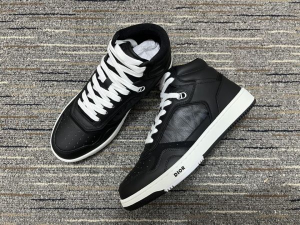 Dior Black Smooth Calfskin and CD Diamond Canvas Sneaker - DR064