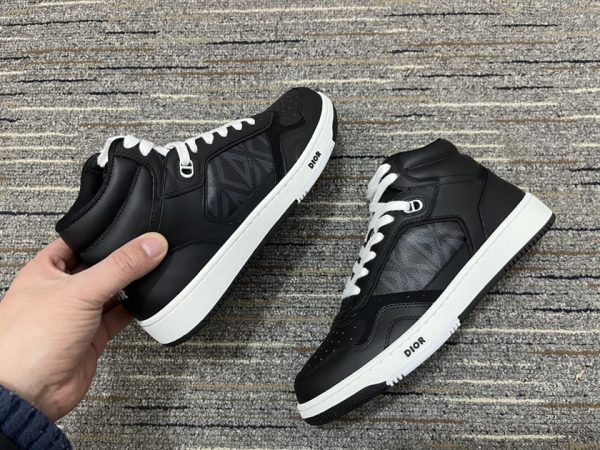 Dior Black Smooth Calfskin and CD Diamond Canvas Sneaker - DR064