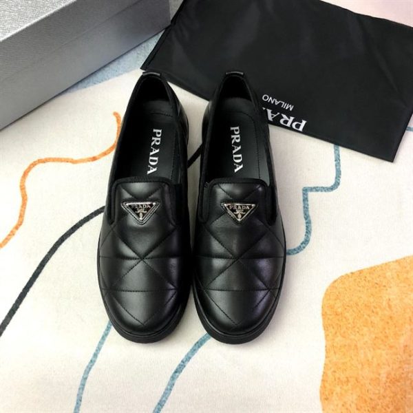 Prada Quilted Logo Plaque Loafers - PLD014