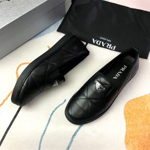 Prada Quilted Logo Plaque Loafers - PLD014