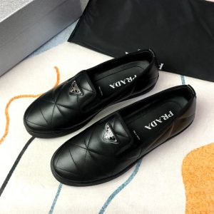 Prada Quilted Logo Plaque Loafers - PLD014