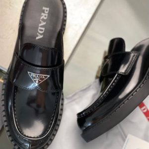 Prada Women Brushed Leather Mules - PLD018