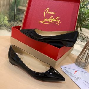 LOUBOUTIN LEATHER FLATS BLACK 1