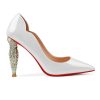 CHRISTIAN LOUBOUTIN LIPCHICK 100MM LEATHER PUMPS IN WHITE