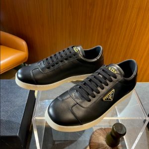 Prada Logo Brushed Black Sneakers Reps 2