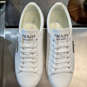 Prada Logo Brushed White Sneakers Reps 2