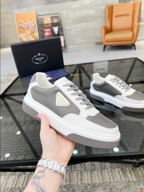 Prada Triangle-logo Beige White Sneakers Reps 3