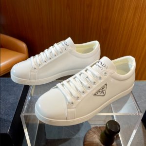 Prada Logo Brushed White Sneakers Reps 1