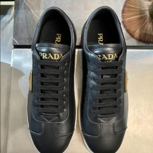 Prada Logo Brushed Black Sneakers Reps 1