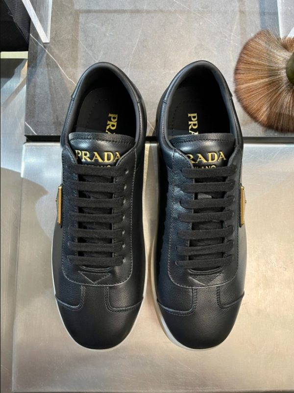 Prada Logo Brushed Black Sneakers Reps 1