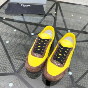 Prada Lemon Yellow Brown Sneakers Reps 1