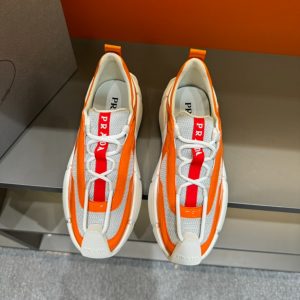 Prada Cloudbust Thunder Orange Silver Sneakers Reps 4