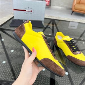 Prada Lemon Yellow Brown Sneakers Reps 2