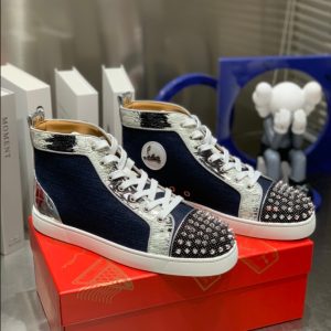 Christian Louboutin Lou Spikes Orlato Flat High Blue Sneaker Reps 6