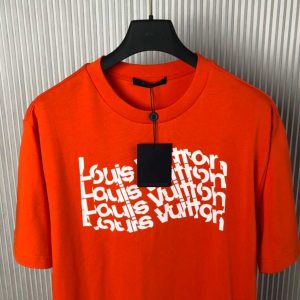 Louis Vuitton Short-Sleeved Cotton T-Shirt Orange Reps 2