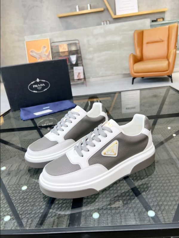 Prada Triangle-logo Beige White Sneakers Reps 2