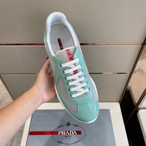 Prada America’s Cup Mesh Trainers Patent Jade Green Sneakers Reps 2