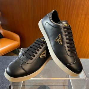 Prada Logo Brushed Black Sneakers Reps