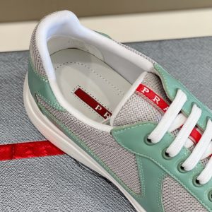 Prada America’s Cup Mesh Trainers Patent Jade Green Sneakers Reps 3