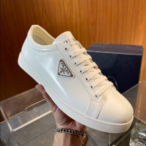 Prada Logo Brushed White Sneakers Reps 4