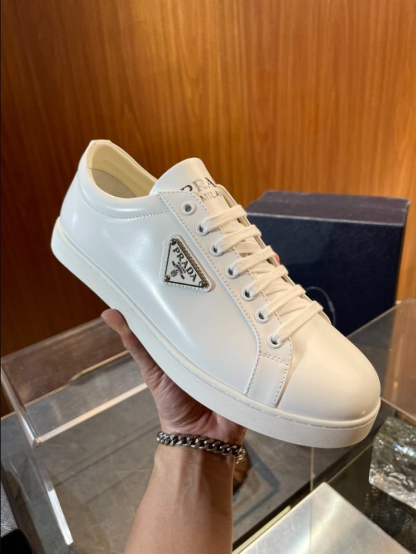 Prada Logo Brushed White Sneakers Reps 4