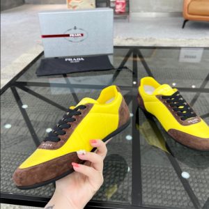 Prada Lemon Yellow Brown Sneakers Reps 5