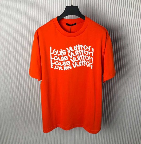 Louis Vuitton Short-Sleeved Cotton T-Shirt Orange Reps 3