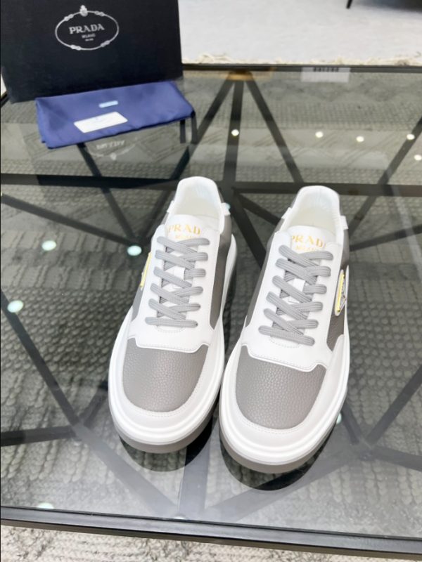 Prada Triangle-logo Beige White Sneakers Reps 4