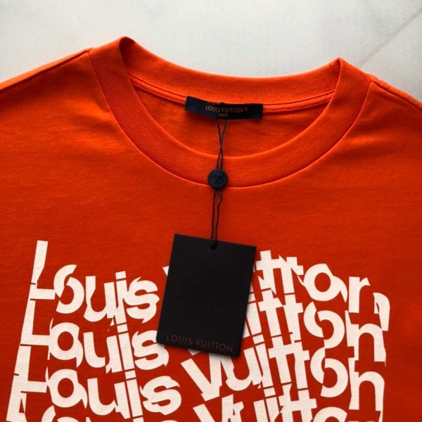 Louis Vuitton Short-Sleeved Cotton T-Shirt Orange Reps 4