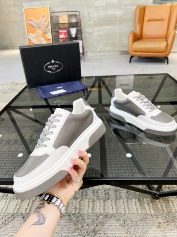 Prada Triangle-logo Beige White Sneakers Reps 5