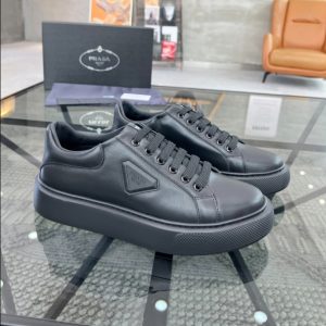 Prada Brushed Leather Black Sneakers Reps