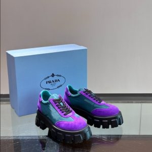 Prada Suede Lace-up Purple Blue Sneakers Reps 4