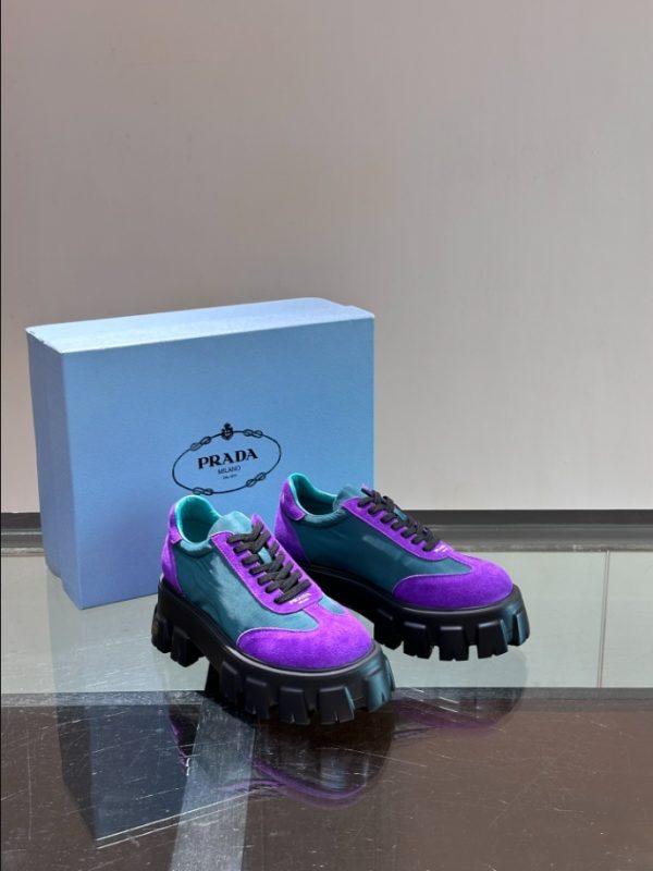 Prada Suede Lace-up Purple Blue Sneakers Reps 4