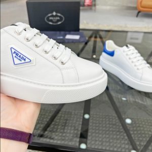 Prada Brushed Leather White Blue Sneakers Reps 1