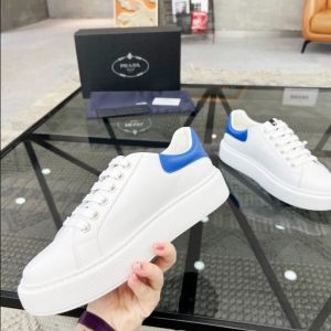 Prada Brushed Leather White Blue Sneakers Reps 4