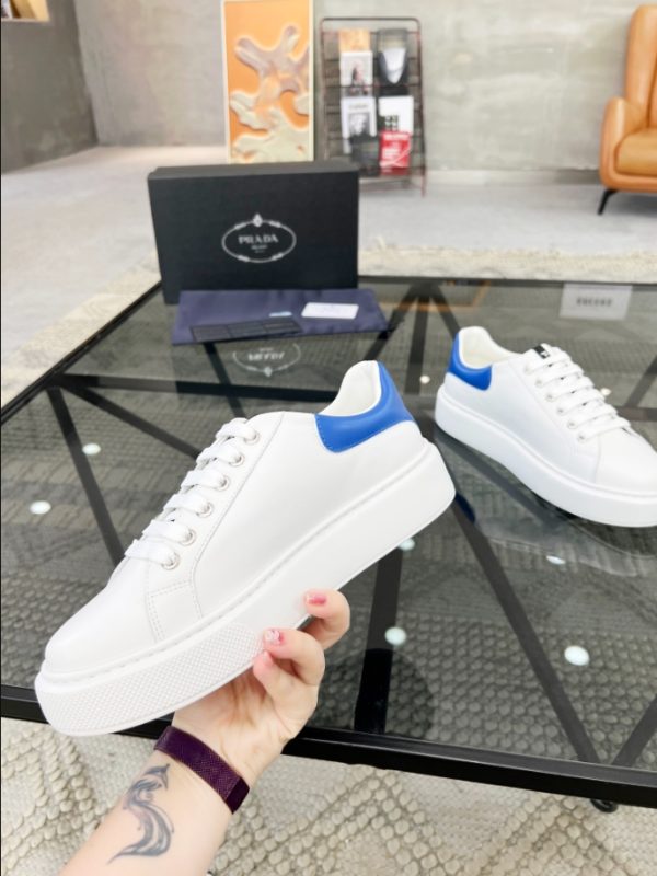 Prada Brushed Leather White Blue Sneakers Reps 4