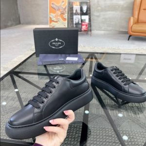 Prada Brushed Leather Black Sneakers Reps 1