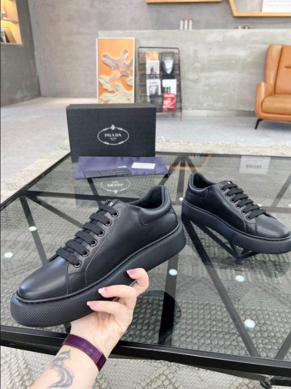 Prada Brushed Leather Black Sneakers Reps 1