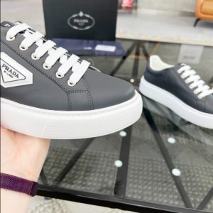 Prada Brushed Leather Grey White Sneakers Reps 3