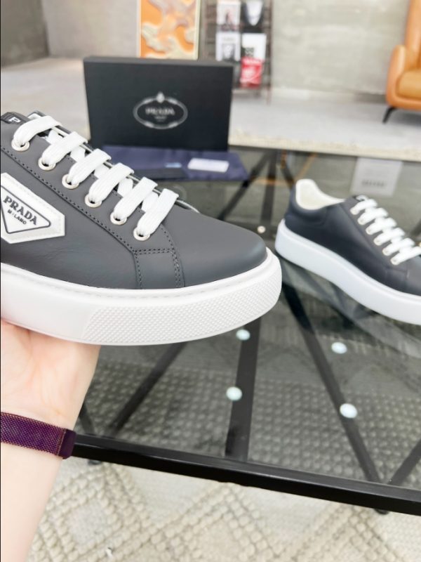 Prada Brushed Leather Grey White Sneakers Reps 3