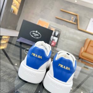 Prada Brushed Leather White Blue Sneakers Reps 3