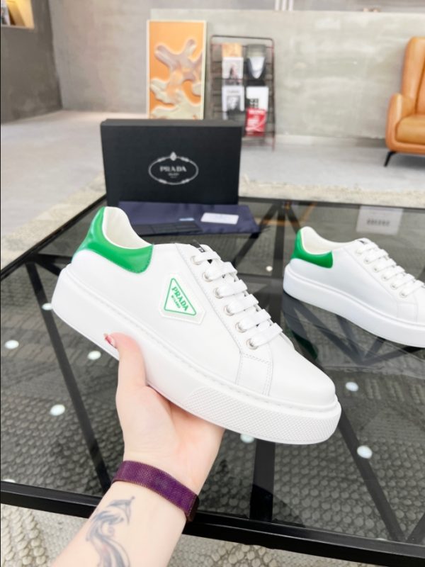 Prada Brushed Leather White Green Sneakers Reps 2