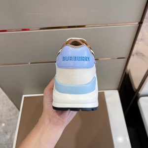 Burberry Check Cotton Leather Blue Sneaker Reps 3