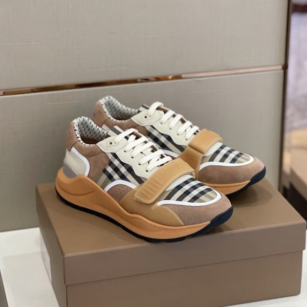 Burberry Vintage Check Leather Light Brown Sneaker Reps 4